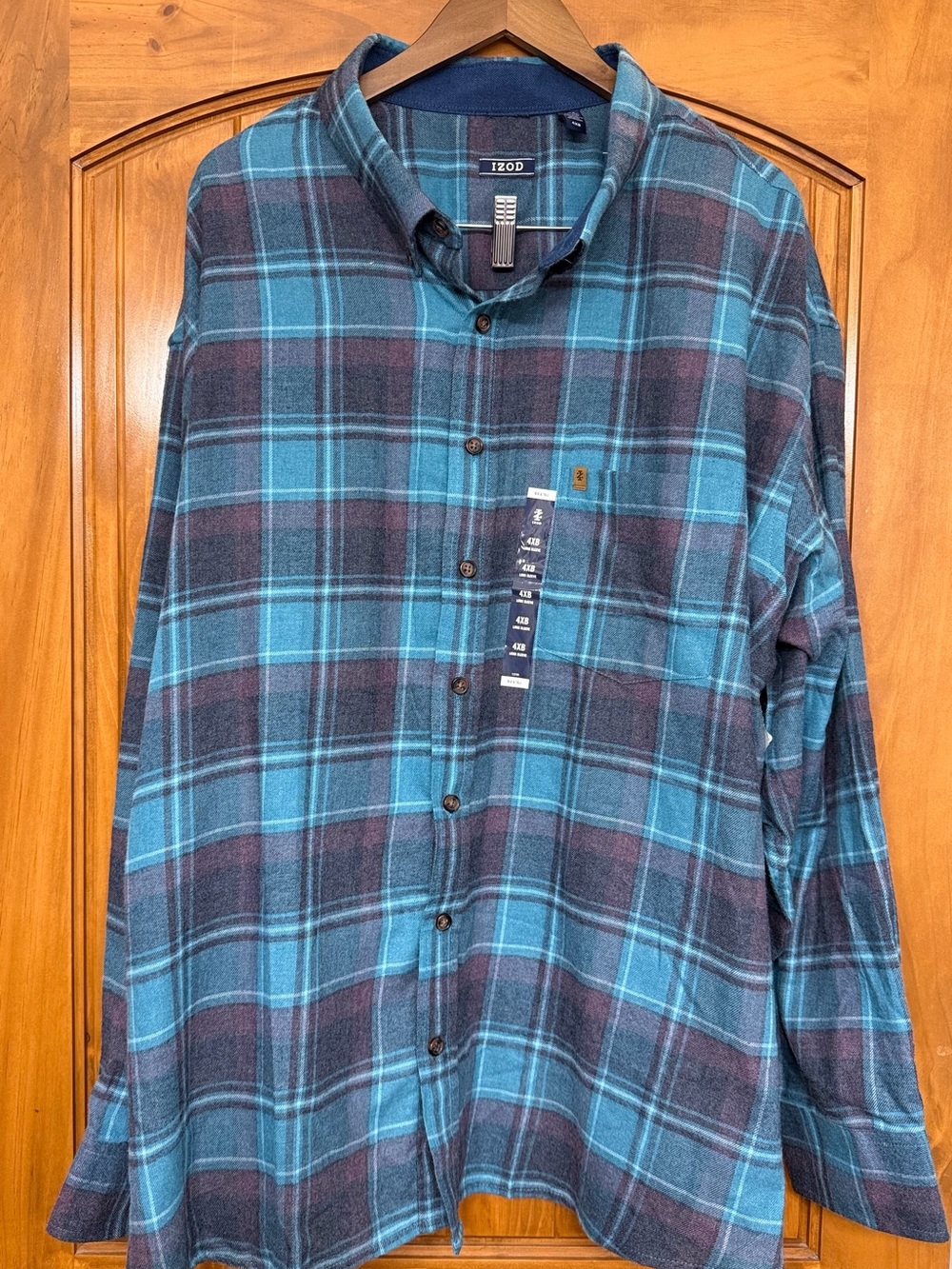 IZOD Men's Stratton Flannel Button Down Shirt Size 4XL Big & Tall